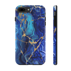 Blue Gold Marble Phone Case