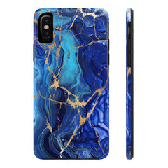 Blue Gold Marble Phone Case