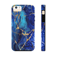 Blue Gold Marble Phone Case