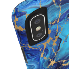 Blue Gold Marble Phone Case