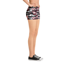 Red & Black Camo Mid-Rise Shorts