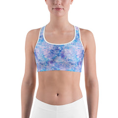 Lavender Blue Abstract Sports Bra