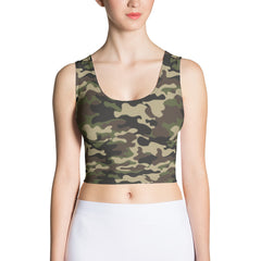 Green Camo Fitted Crop Tank
