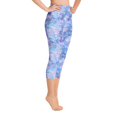Lavender Blue Abstract High Rise Capris