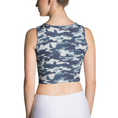 Blue Camo Fitted Crop Tank