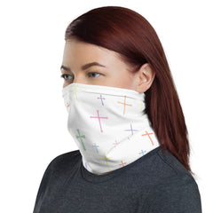 Cross on White Neck Gaiter