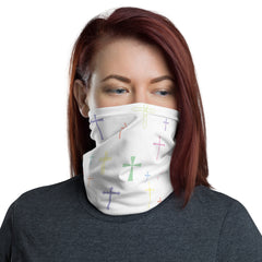 Cross on White Neck Gaiter