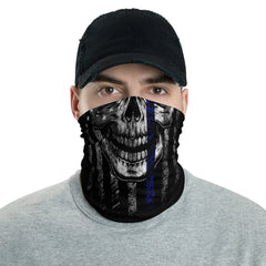 Blue Line Skull Neck Gaiter