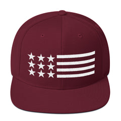 American Flag in White Snapback Hat