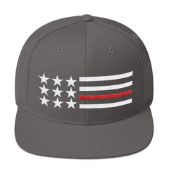 Thin Red Line in White Snapback Hat