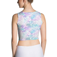 White Lavender Abstract Fitted Crop Tank