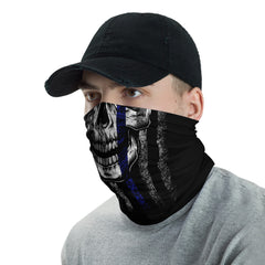 Blue Line Skull Neck Gaiter