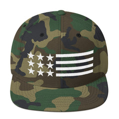 American Flag in White Snapback Hat