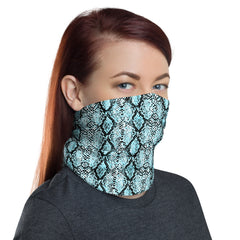 Teal Snakeskin Neck Gaiter