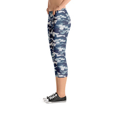 Blue Camo Mid-Rise Capris