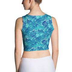 Blue Teal Abstract Fitted Crop Tank
