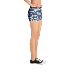 Blue Camo Mid-Rise Shorts