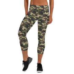 Green Camo Mid-Rise Capris