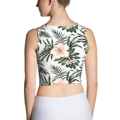 Peach Hibiscus Fitted Crop Tank