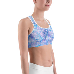 Lavender Blue Abstract Sports Bra