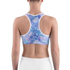 Lavender Blue Abstract Sports Bra