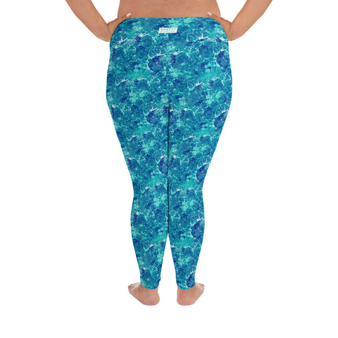 Blue Teal High Rise Plus Size Leggings