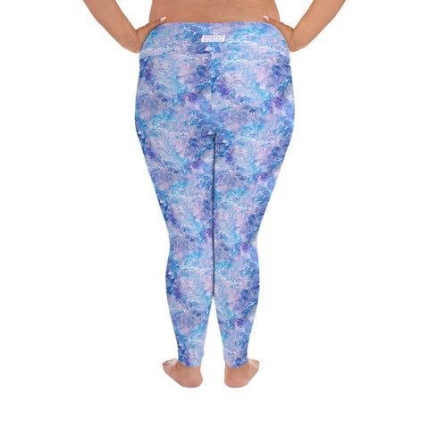 Lavender Blue Abstract High Rise Plus Size Leggings