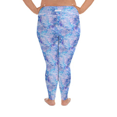 Lavender Blue Abstract High Rise Plus Size Leggings