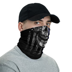 Blue Line Skull Neck Gaiter