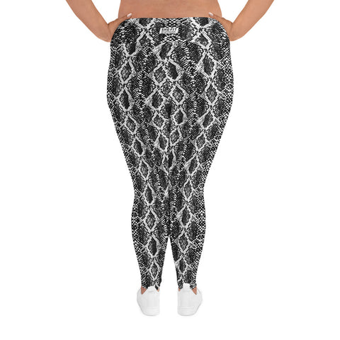 Black Snakeskin High Rise Plus Size Leggings