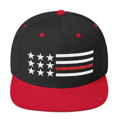 Thin Red Line in White Snapback Hat